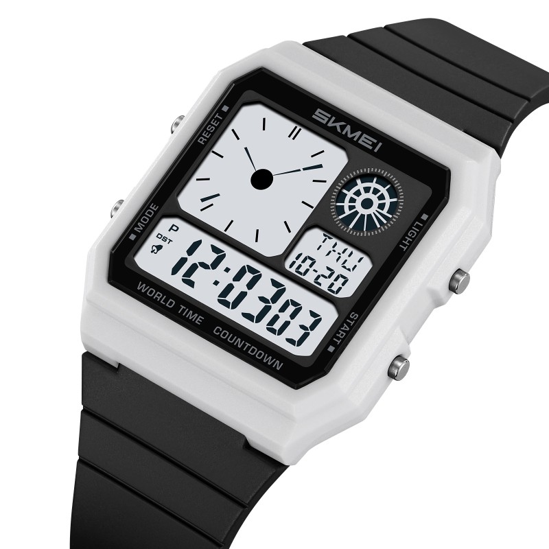 Наручний годинник Skmei 2347WTBK White-Black електронний спортивний з хронографом