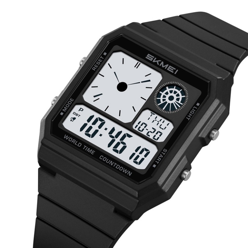 Наручний годинник Skmei 2347BKWT Black-White електронний спортивний з підсвічуванням