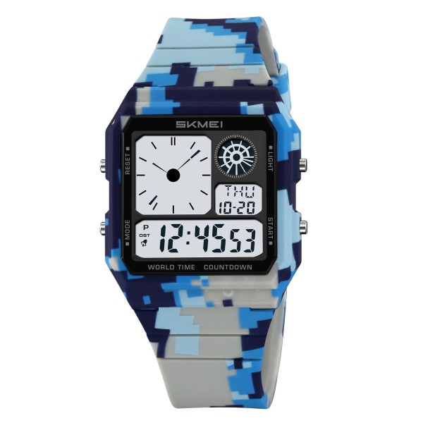 Наручний годинник Skmei 2347CMBU Camo Blue SALE 2025 – Спортивний тактичний годинник з підсвічуванням