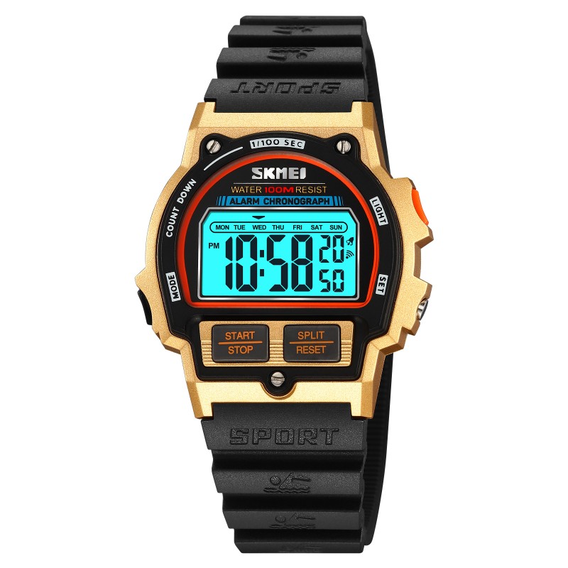 Наручний годинник Skmei 2263BKGD Black-Gold унісекс спортивний з водозахистом 10 ATM
