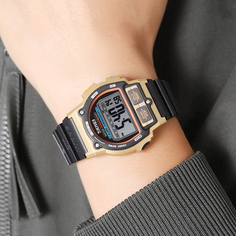 Наручний годинник Skmei 2263BKGD Black-Gold унісекс спортивний з водозахистом 10 ATM