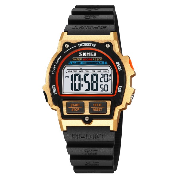 Наручний годинник Skmei 2263BKGD Black-Gold унісекс спортивний з водозахистом 10 ATM