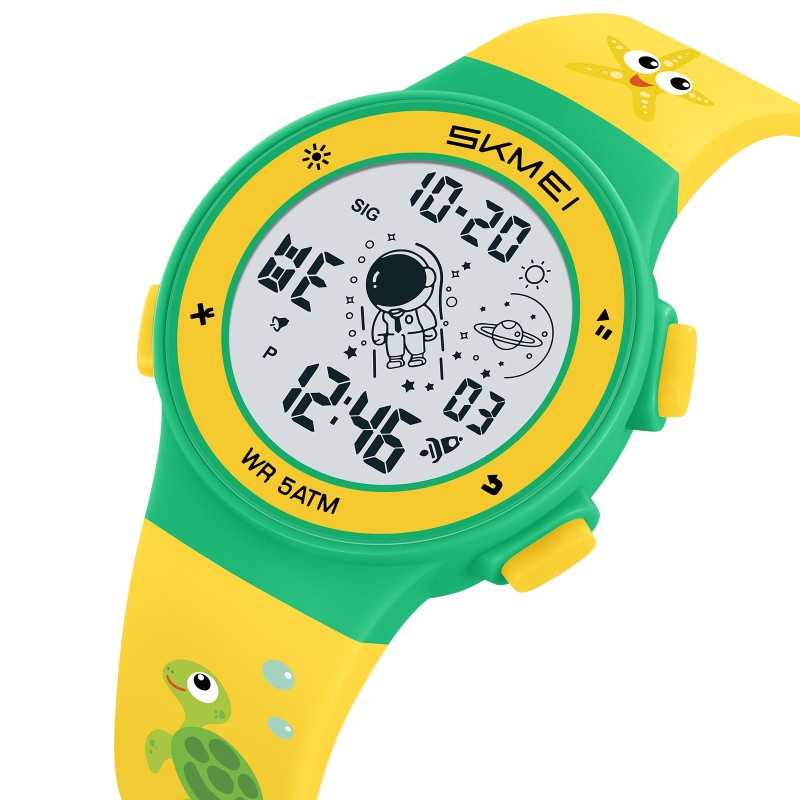 Наручний годинник Skmei 2267ST Turtle Yellow-Green — електронний спортивний годинник 5 ATM