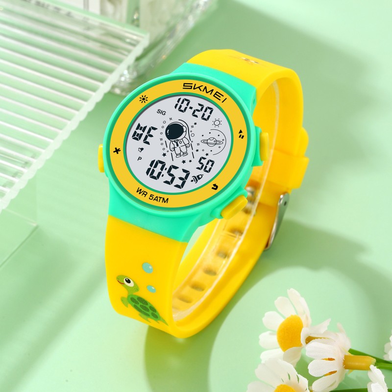 Наручний годинник Skmei 2267ST Turtle Yellow-Green — електронний спортивний годинник 5 ATM