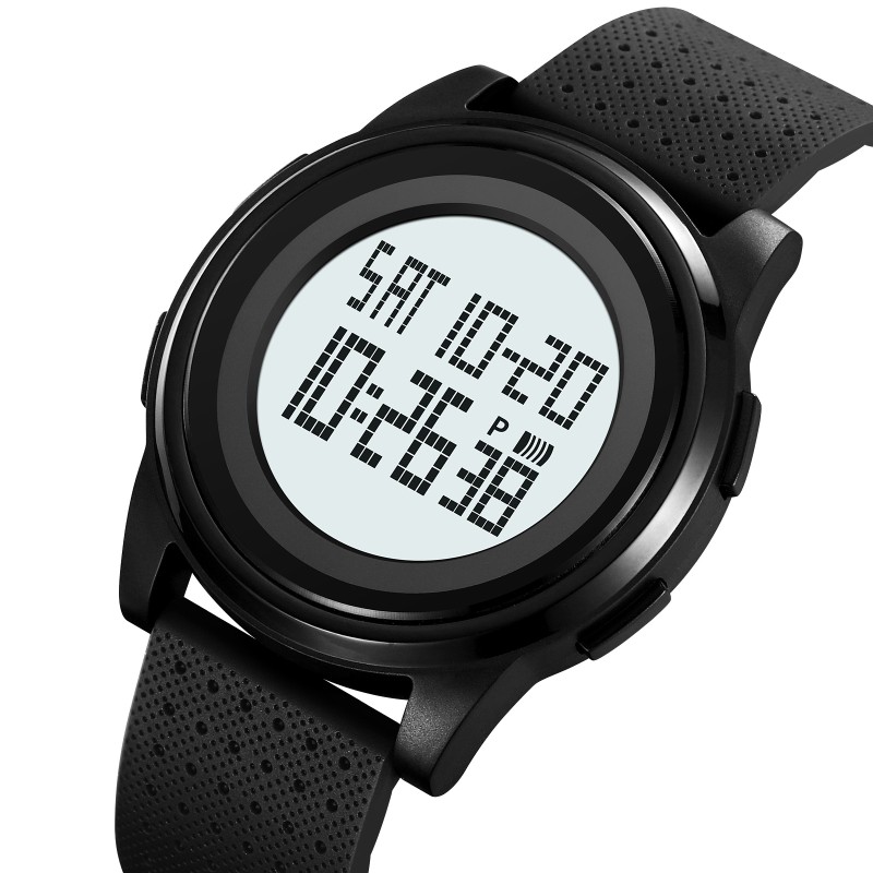 Чоловічий спортивний годинник Skmei 2378BKWT Black-White з електронною індикацією та вологозахистом 5 ATM