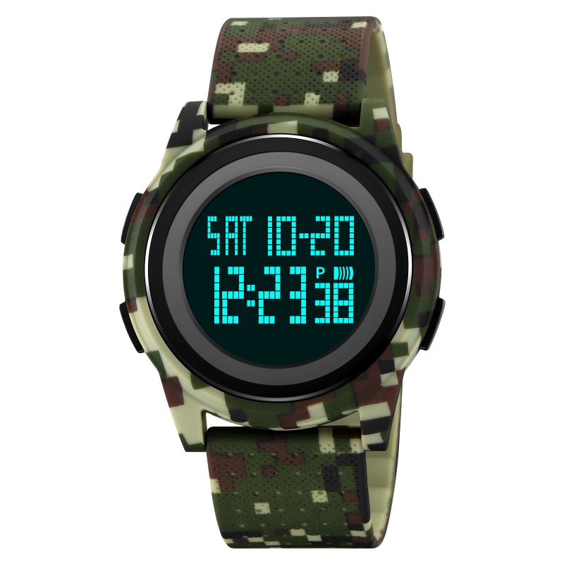 Мужские спортивные часы Skmei 2378CMAG Camo Army Green с электронным циферблатом и защитой 5 ATM