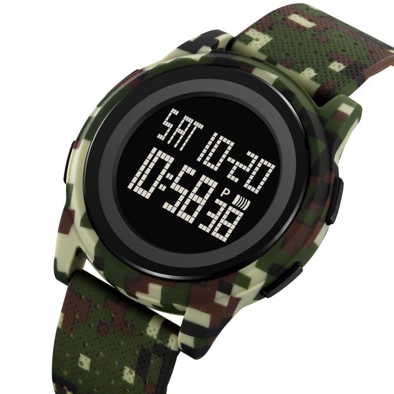 Мужские спортивные часы Skmei 2378CMAG Camo Army Green с электронным циферблатом и защитой 5 ATM