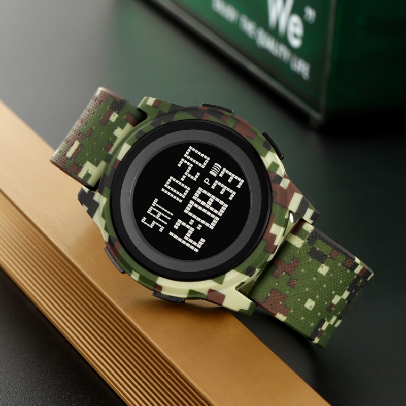 Мужские спортивные часы Skmei 2378CMAG Camo Army Green с электронным циферблатом и защитой 5 ATM