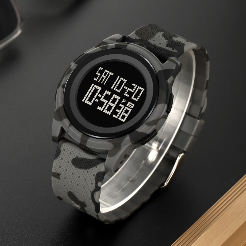 Чоловічий спортивний годинник Skmei 2378CMGY Camo Gray з електронним циферблатом та водозахистом 5 ATM