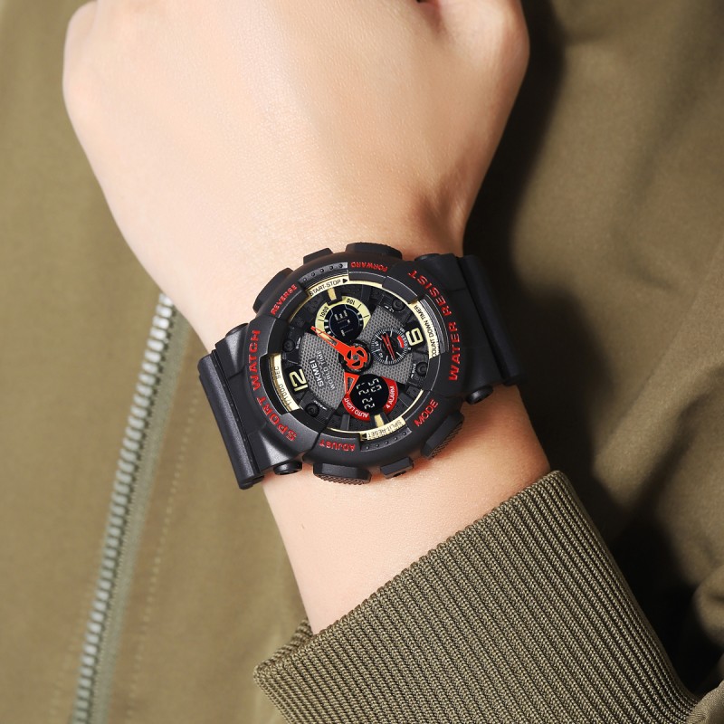 Чоловічий спортивний годинник Skmei 2118BKRD Black-Red з комбінованим циферблатом та підсвічуванням