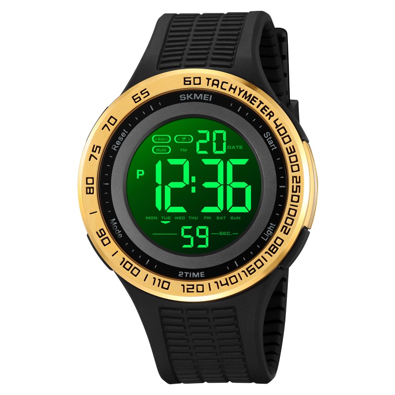 Мужские спортивные часы Skmei 2155GD Gold с электронным циферблатом и подсветкой