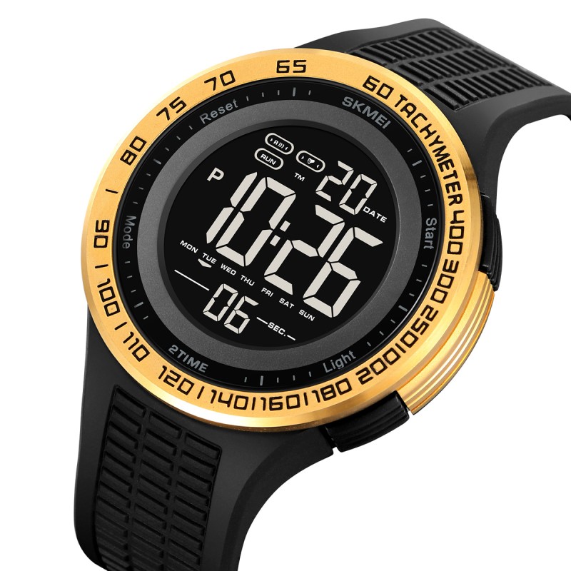 Мужские спортивные часы Skmei 2155GD Gold с электронным циферблатом и подсветкой