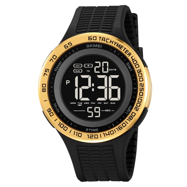 Мужские спортивные часы Skmei 2155GD Gold с электронным циферблатом и подсветкой