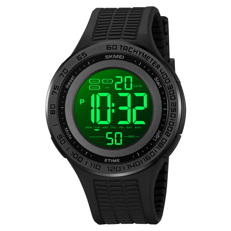Чоловічий спортивний годинник Skmei 2155BKBK All Black з електронним циферблатом та підсвіткою