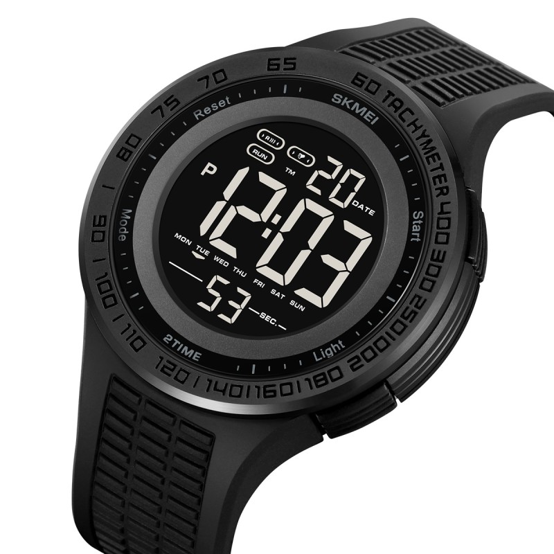 Чоловічий спортивний годинник Skmei 2155BKBK All Black з електронним циферблатом та підсвіткою
