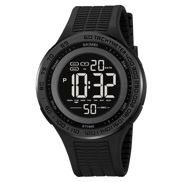 Чоловічий спортивний годинник Skmei 2155BKBK All Black з електронним циферблатом та підсвіткою