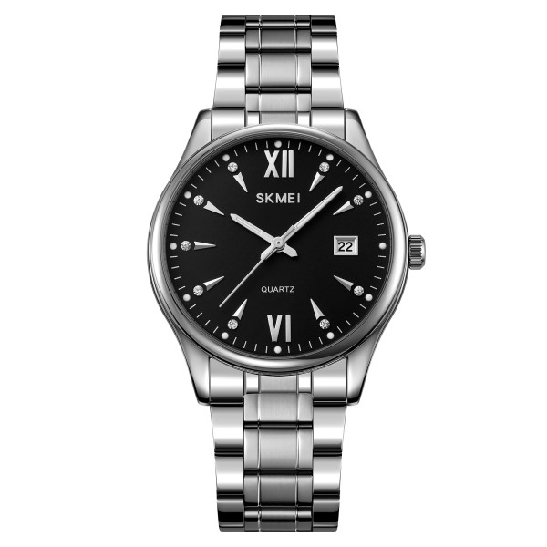 Чоловічий класичний годинник Skmei 2158SIBK Silver-Black з металевим браслетом та мінеральним склом