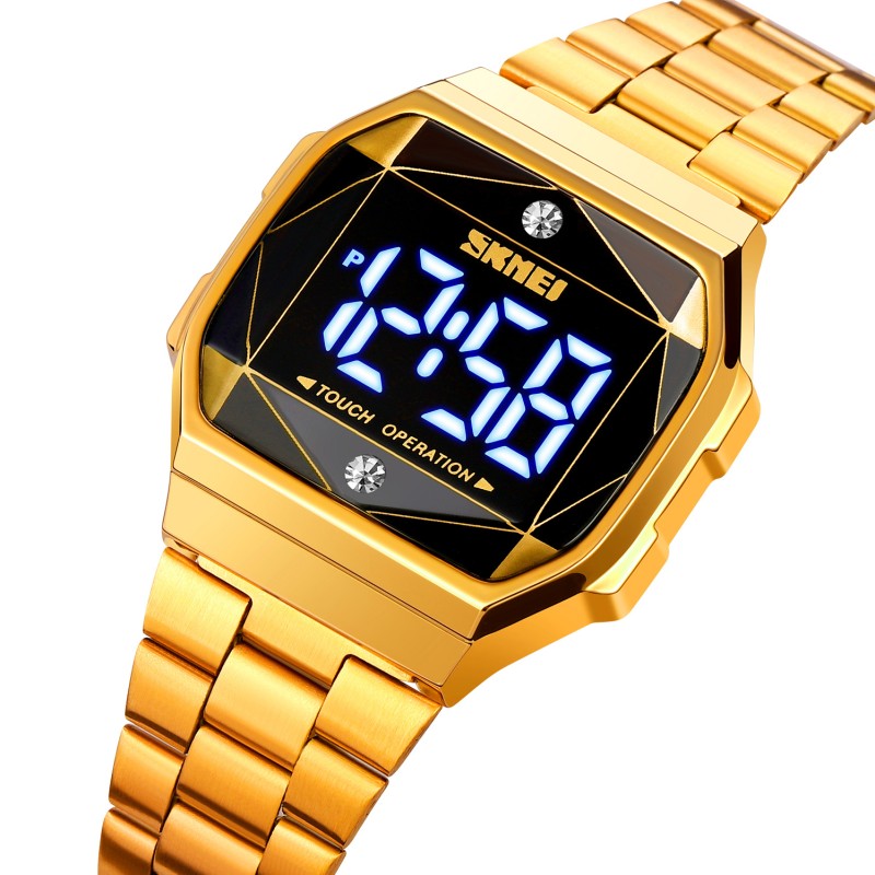 Жіночий електронний годинник Skmei 1797GD Gold у золотистому корпусі з чорним циферблатом