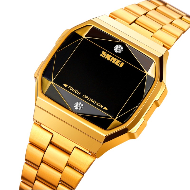 Жіночий електронний годинник Skmei 1797GD Gold у золотистому корпусі з чорним циферблатом