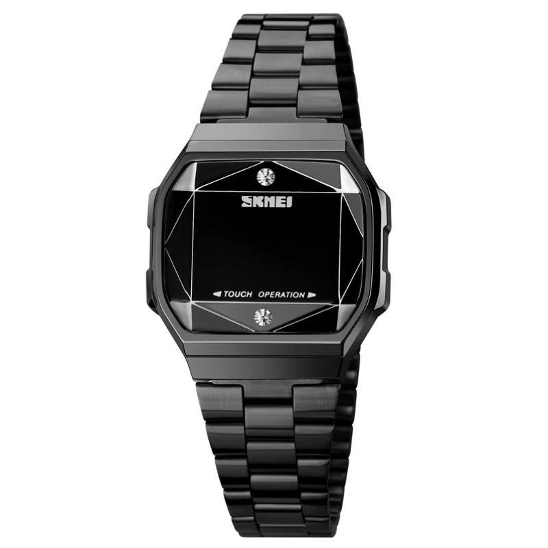 Жіночий годинник Skmei 1797BK Black — стильна електронна модель у чорному кольорі з металевим браслетом