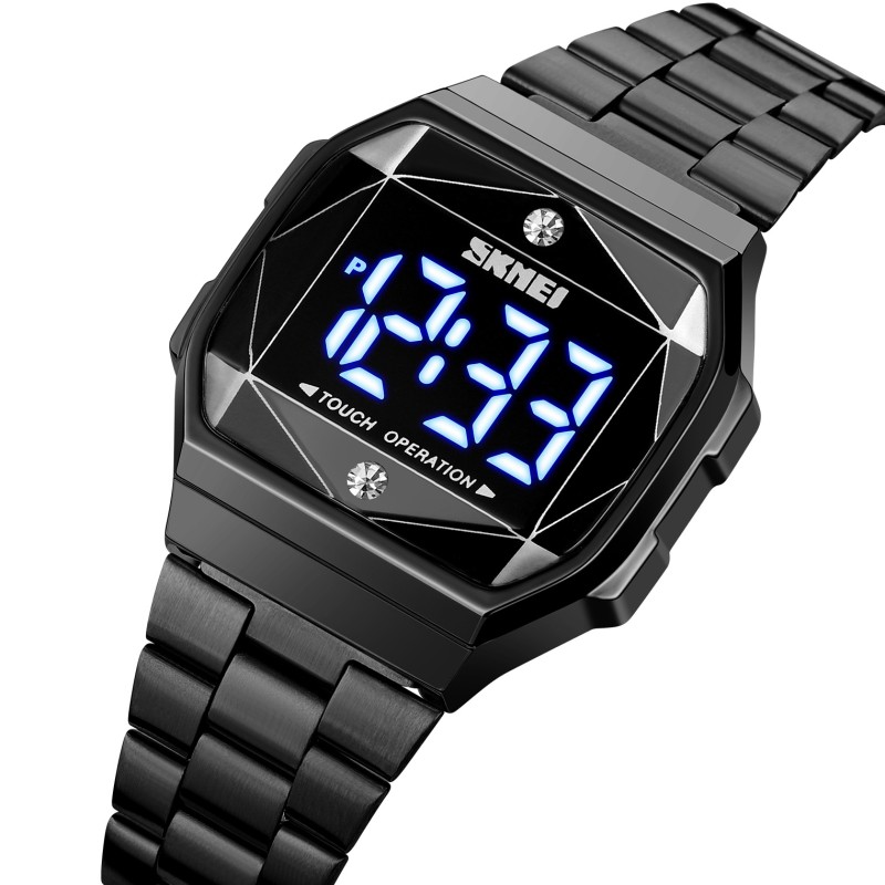 Жіночий годинник Skmei 1797BK Black — стильна електронна модель у чорному кольорі з металевим браслетом