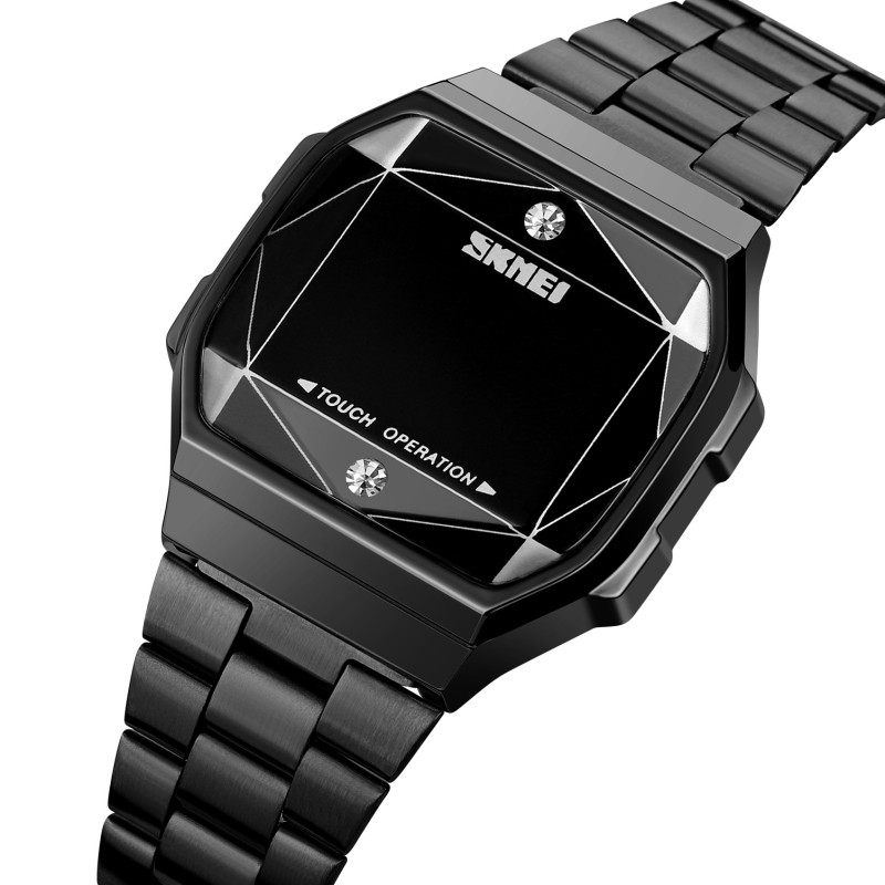 Жіночий годинник Skmei 1797BK Black — стильна електронна модель у чорному кольорі з металевим браслетом