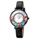 Жіночий класичний годинник Skmei 2041BK Black з білим циферблатом та шкіряним ремінцем