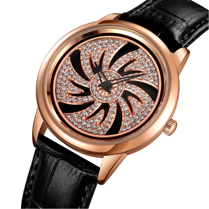 Жіночий годинник Skmei 2179BK Black STOPPED з мінеральним склом та шкіряним ремінцем