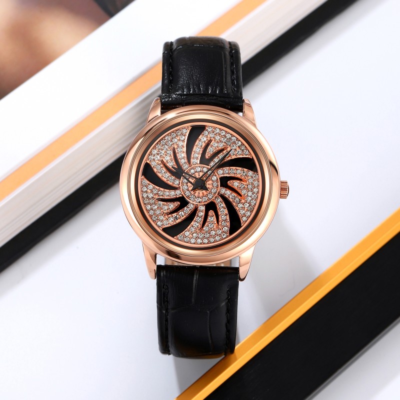 Жіночий годинник Skmei 2179BK Black STOPPED з мінеральним склом та шкіряним ремінцем