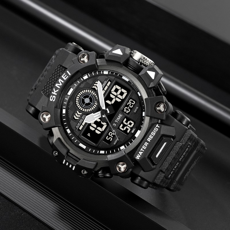 Мужские спортивные часы Skmei 2226BK Black с комбинированным циферблатом и подсветкой