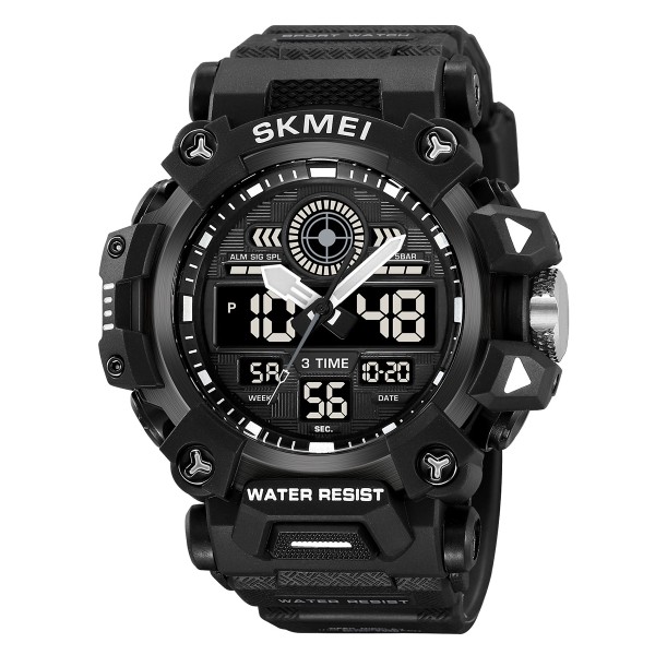 Мужские спортивные часы Skmei 2226BK Black с комбинированным циферблатом и подсветкой