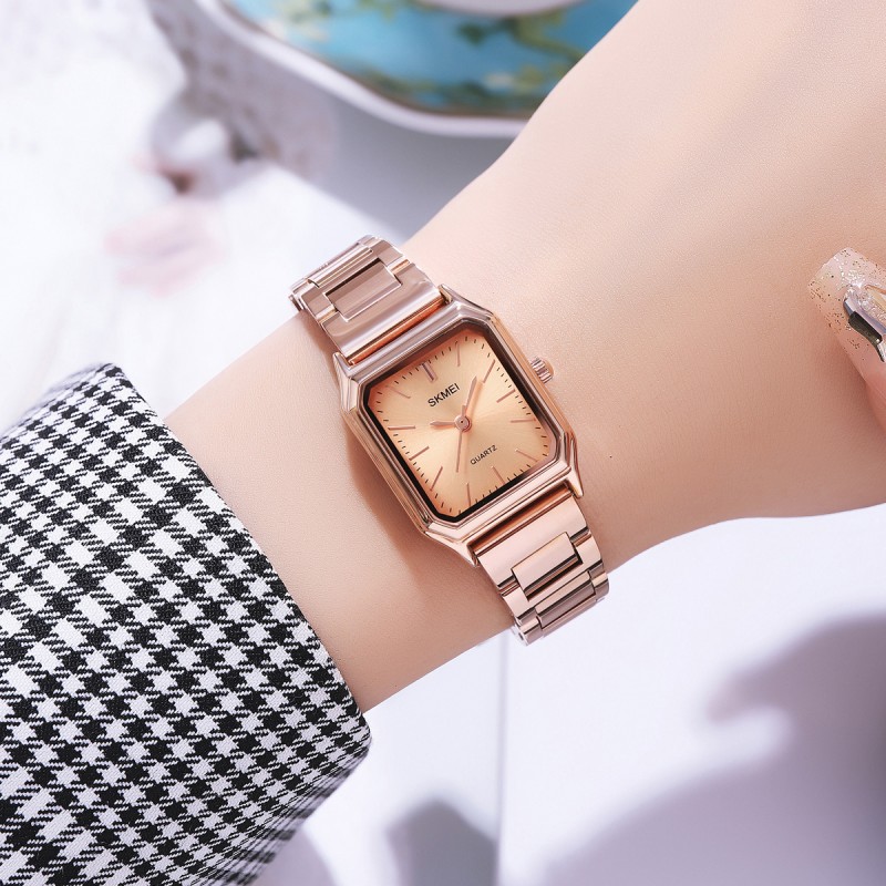 Жіночий годинник Skmei 2237RG Rose Gold у кольорі рожеве золото з прямокутним корпусом