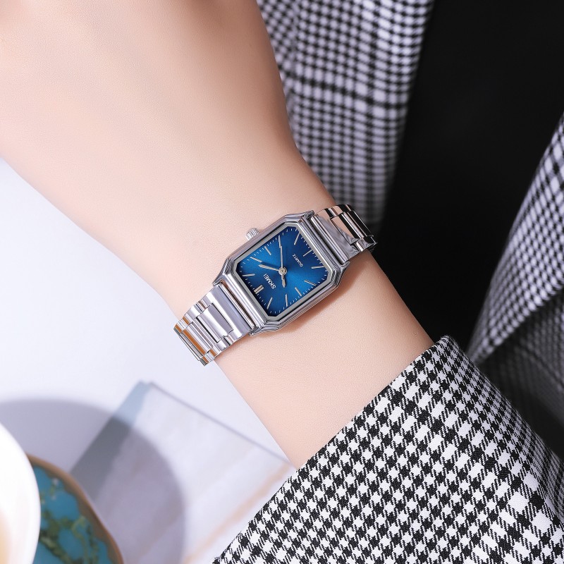 Жіночий годинник Skmei 2237SIBU Silver-Blue з прямокутним корпусом та синім циферблатом