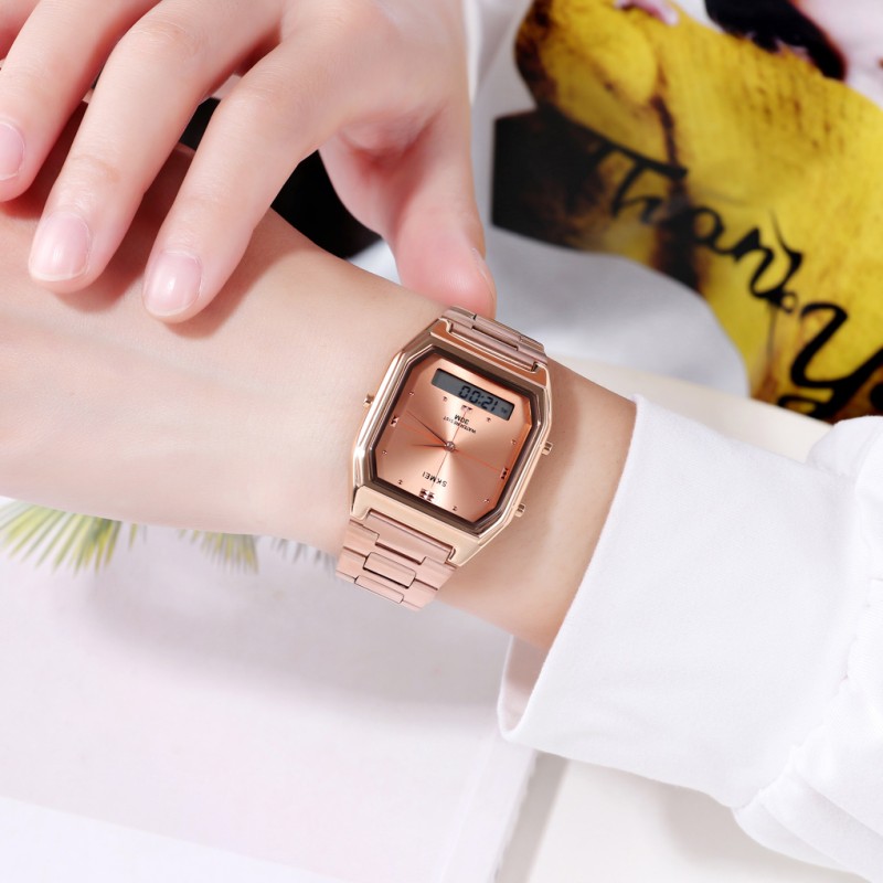 Часы Skmei 2258RG Rose Gold STOPPED унисекс в цвете розовое золото с комбинированным циферблатом