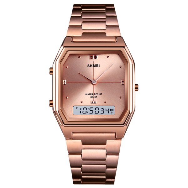 Часы Skmei 2258RG Rose Gold STOPPED унисекс в цвете розовое золото с комбинированным циферблатом