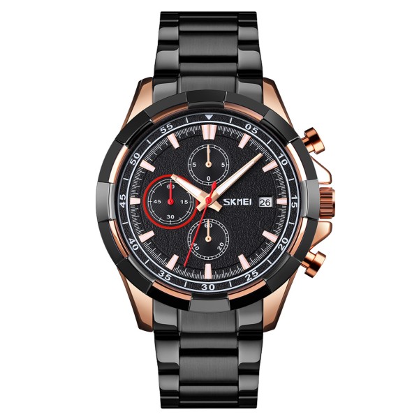 Чоловічий наручний годинник Skmei 9192RGBK Rose Gold-Black з хронографом та календарем