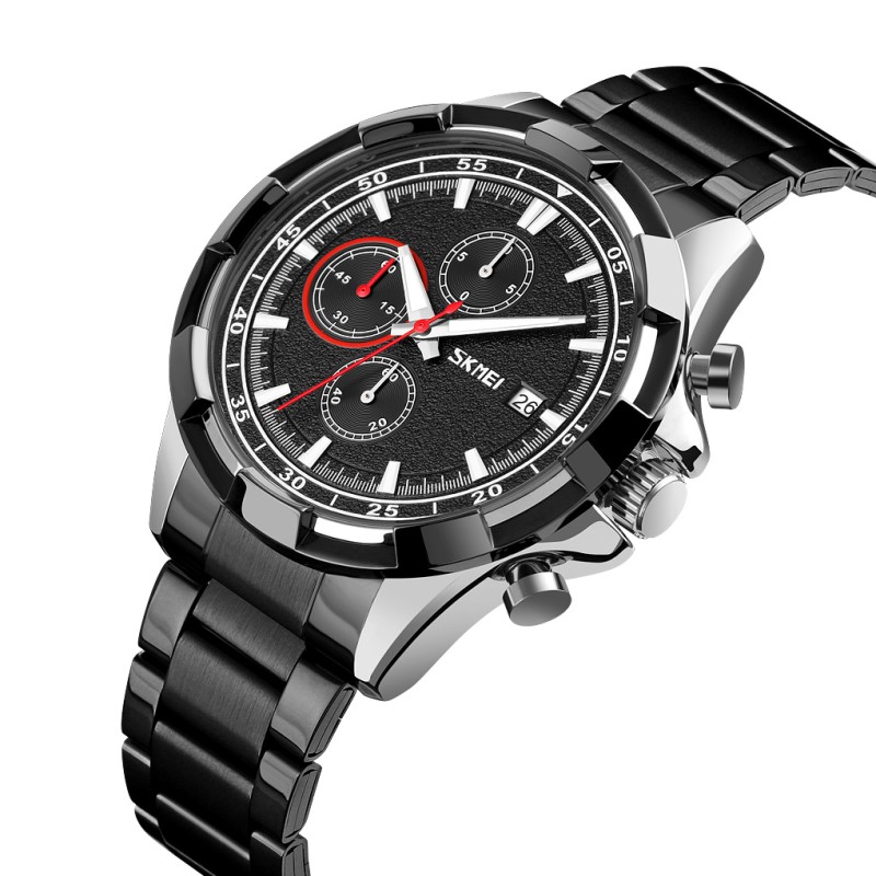 Чоловічий годинник Skmei 9192SIBK Silver-Black з хронографом та календарем