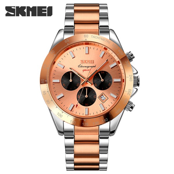 Чоловічий наручний годинник Skmei 9259RGRG Rose Gold-Rose Gold з хронографом та календарем