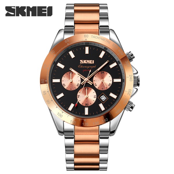 Чоловічий годинник Skmei 9259RGBK Rose Gold-Black з хронографом та календарем