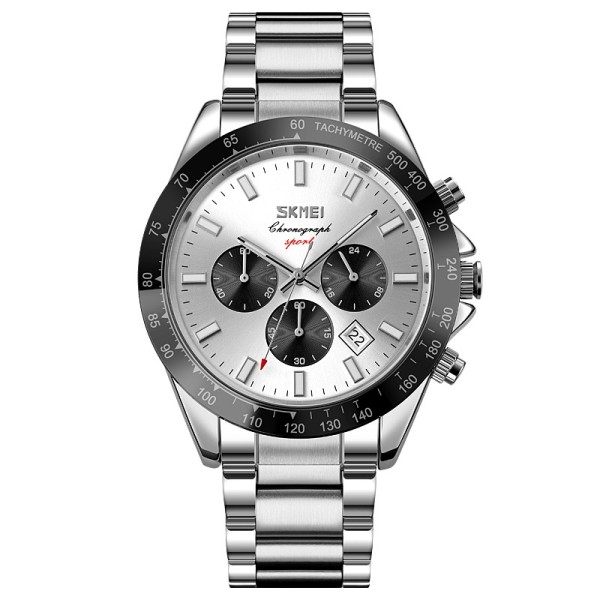 Чоловічий годинник Skmei 9259SISI Silver-Silver з хронографом та календарем, сталевий браслет