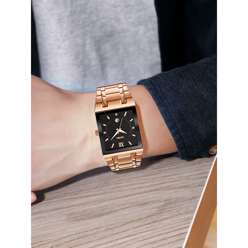 Жіночий годинник Skmei 9263RGBK Rose Gold-Black з металевим браслетом та мінеральним склом