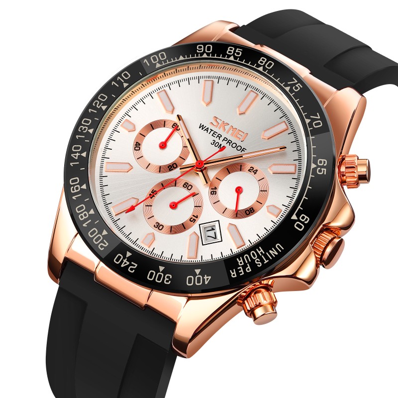 Мужские наручные часы Skmei 9275RGSI Rose Gold-Silver с хронографом и календарем