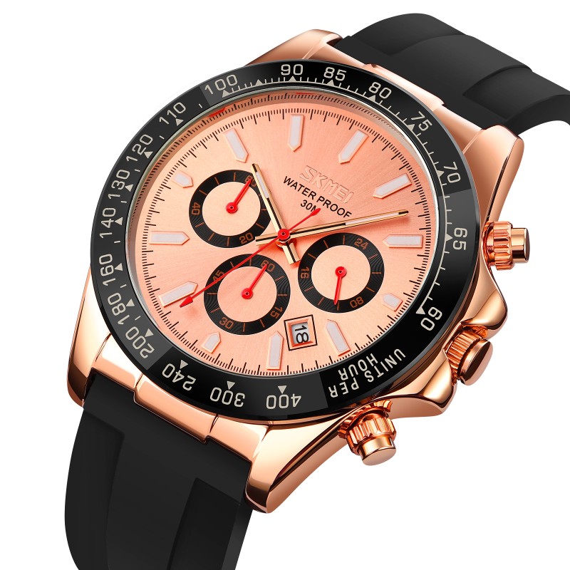 Чоловічий наручний годинник Skmei 9275RGRG Rose Gold з хронографом та календарем