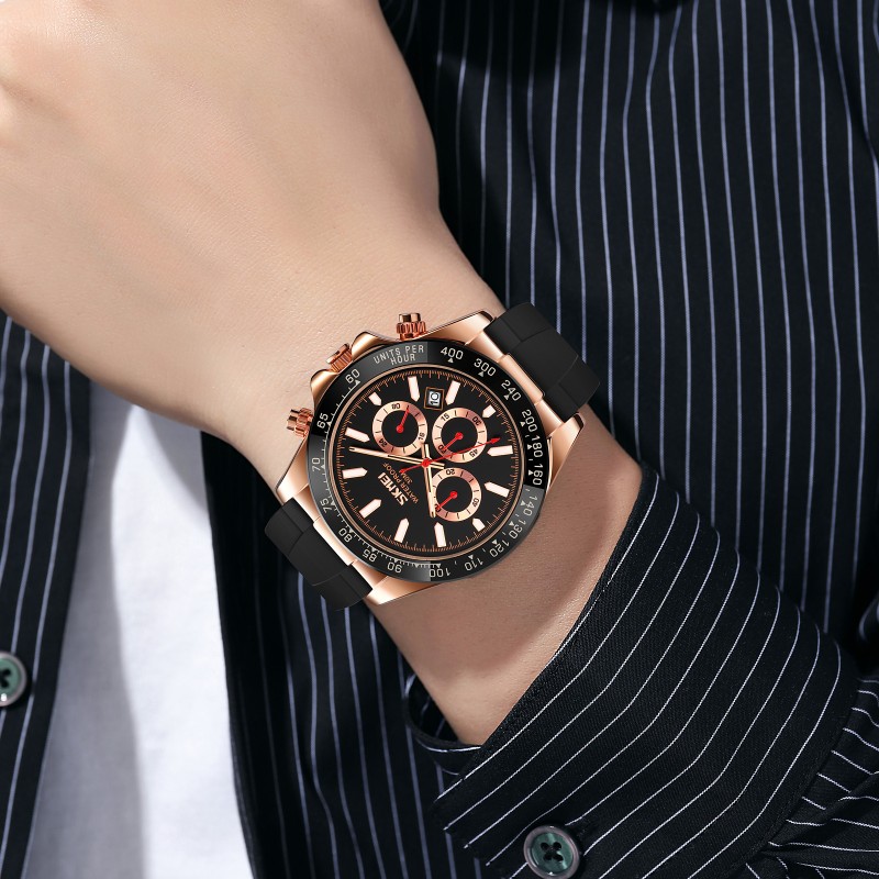 Мужские часы Skmei 9275RGBK Rose Gold-Black с хронографом и календарем