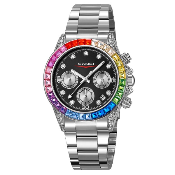 Часы Skmei 2352SIBK Silver-Black классические мужские с хронографом и календарем