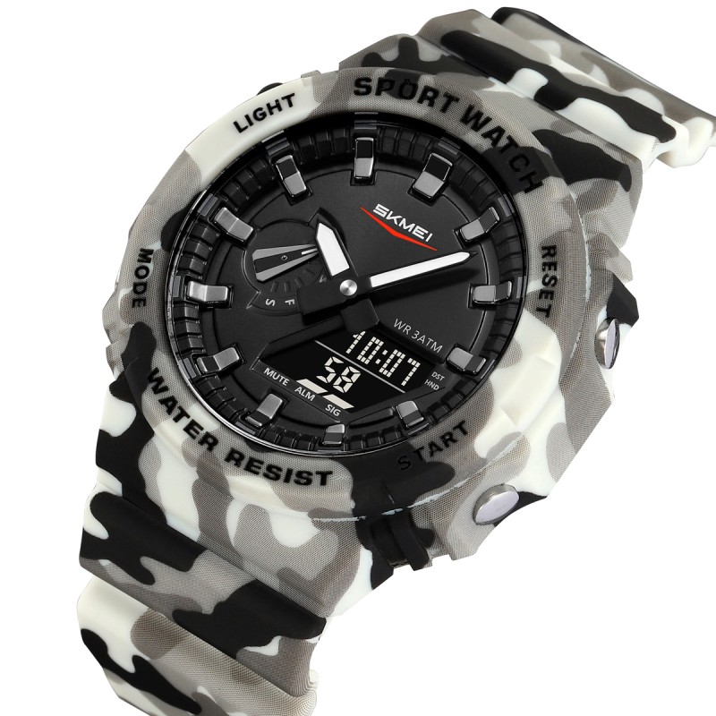 Чоловічий тактичний годинник Skmei 2351CMGY Camo Grey з комбінованим циферблатом та підсвічуванням