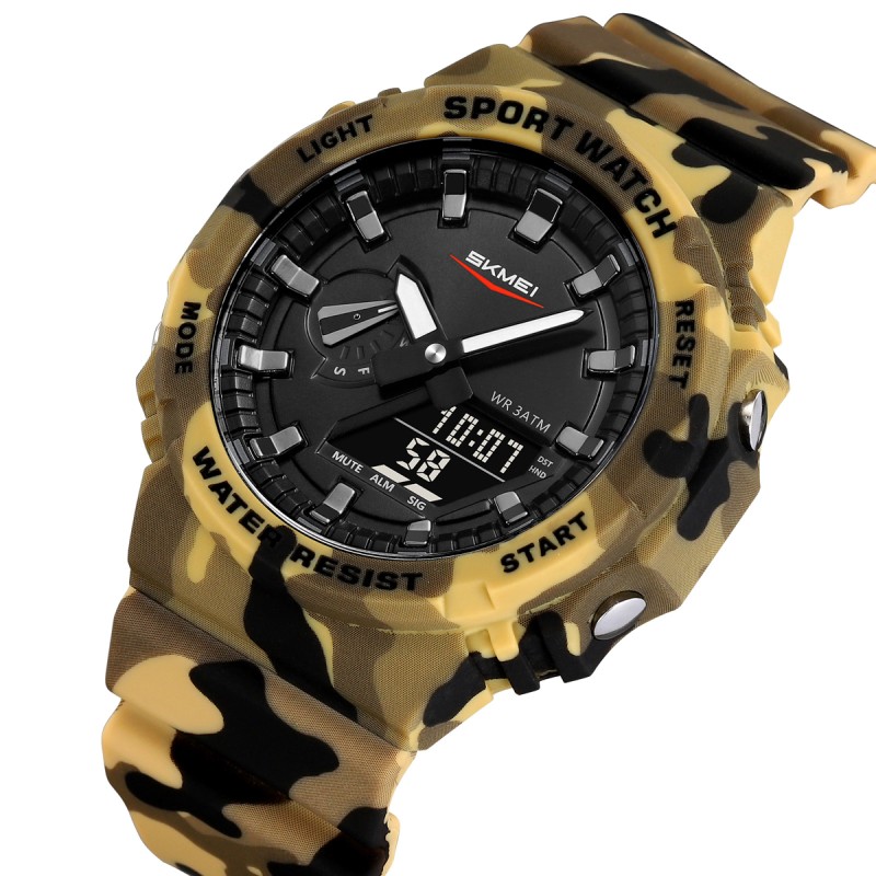 Чоловічий тактичний годинник Skmei 2351CMDT Desert Camouflage з комбінованим циферблатом та підсвічуванням