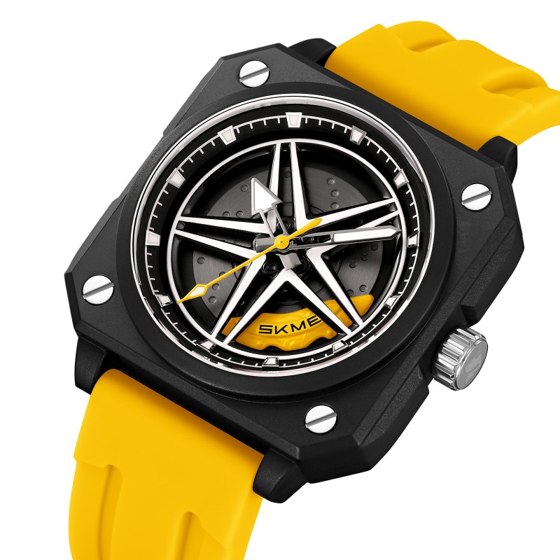 Мужские часы Skmei 2362YL Yellow с минеральным стеклом и каучуковым ремешком