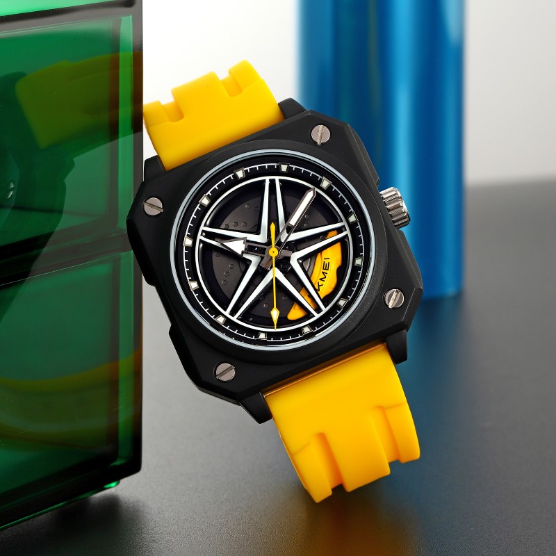Мужские часы Skmei 2362YL Yellow с минеральным стеклом и каучуковым ремешком