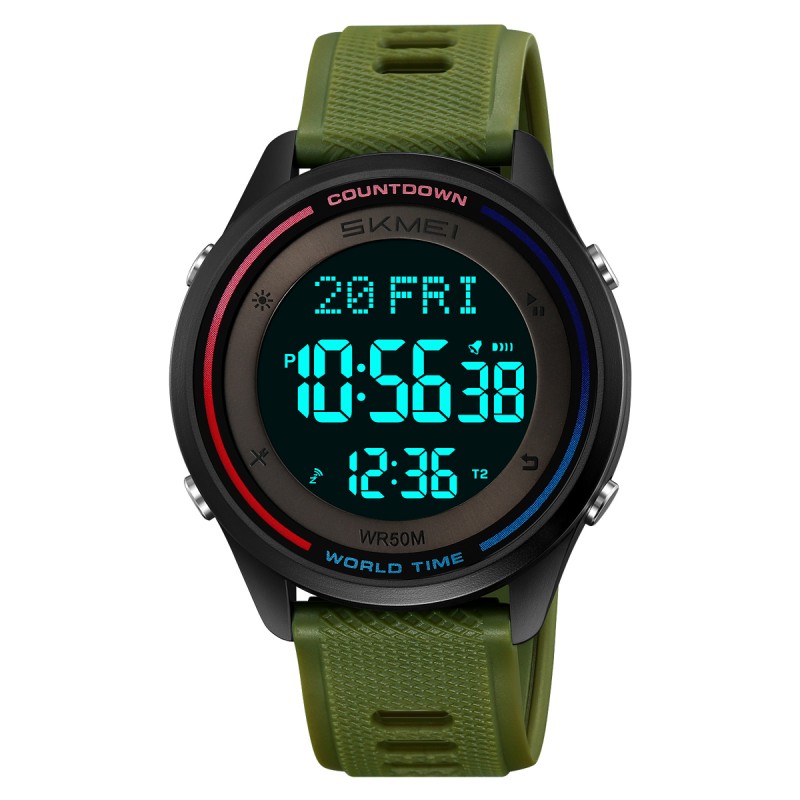 Мужские тактические часы Skmei 2348AG Army Green с электронным циферблатом и подсветкой